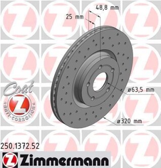 Тормозной диск - ZIMMERMANN 250137252