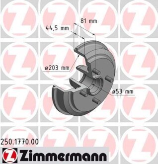 Тормозной барабан - (1315740, DD3226250A) ZIMMERMANN 250.1770.00