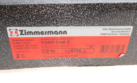 Фото 5 - Гальмівний диск ZIMMERMANN 250.5706.20