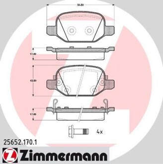 Колодки торм.зад. - (k0077366457, K0077366456, 77367516) ZIMMERMANN 256521701