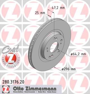 Тормозной диск - (45251TL1G01, 45251TL1G00) ZIMMERMANN 280317620