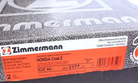 Фото 6 - Гальмівний диск ZIMMERMANN 280.3177.20 (280317720)