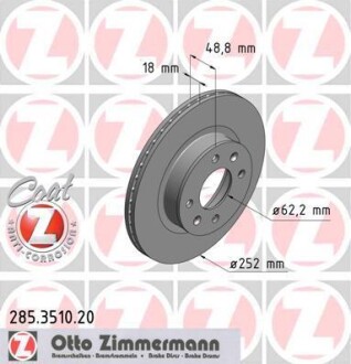 Тормозной диск - ZIMMERMANN 285.3510.20