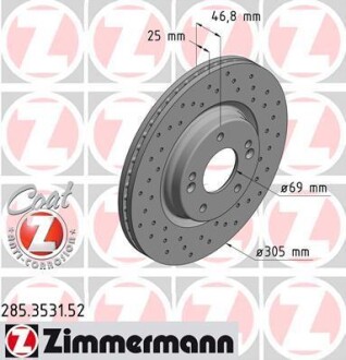 Тормозной диск - (51712D7000, 51712C1000) ZIMMERMANN 285.3531.52