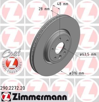 Тормозной диск - ZIMMERMANN 290227220