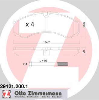 Комплект тормозных колодок, дисковый тормоз - ZIMMERMANN 29121.200.1