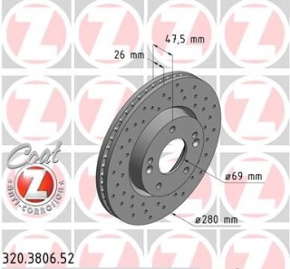 Тормозной диск - (517121H000) ZIMMERMANN 320.3806.52