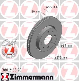 Тормозной диск - (mr527825, mr510741, mr510742) ZIMMERMANN 380216820