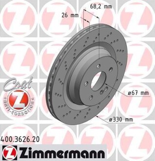 Диск тормозной - ZIMMERMANN 400362620