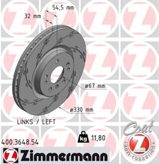 Диск гальмівний - ZIMMERMANN 400.3648.54