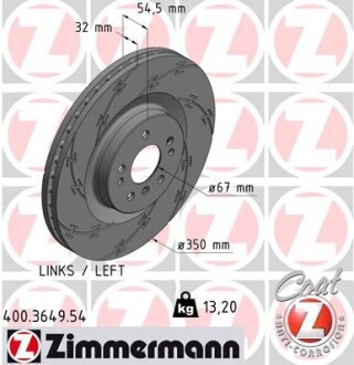 Диск гальмівний - ZIMMERMANN 400.3649.54