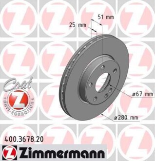 Тормозной диск - ZIMMERMANN 400.3678.20