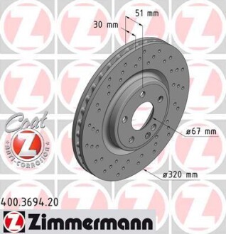 Тормозной диск - ZIMMERMANN 400369420