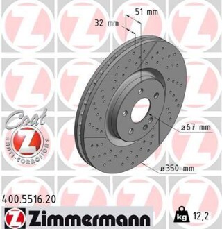 Диск гальмівний Coat Z - ZIMMERMANN 400551620