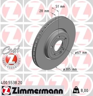 Гальмівний диск COAT Z - ZIMMERMANN 400.5538.20