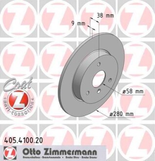 Тормозной диск - (0004341V001, 0004341V001000000, 0004341V002) ZIMMERMANN 405.4100.20