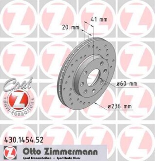 Диск тормозной - ZIMMERMANN 430145452