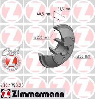 Тормозный барабан - (4708277, 93193100, 4351162J10) ZIMMERMANN 430.1790.20