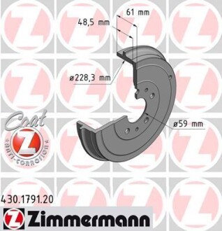 Тормозный барабан - ZIMMERMANN 430.1791.20