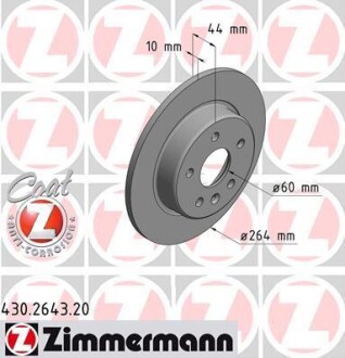 Тормозной диск - (13509119) ZIMMERMANN 430.2643.20