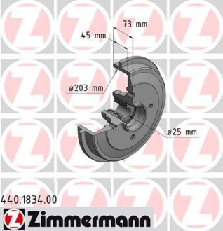 Тормозной барабан - (424746, 424749) ZIMMERMANN 440.1834.00