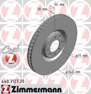 Тормозной диск - (4249F6) ZIMMERMANN 440.3127.20