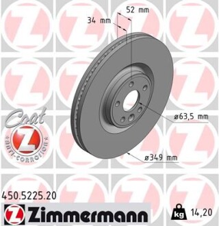 Tarcza hamulc. range rover evoque 11- - ZIMMERMANN 450.5225.20
