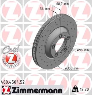 Диск гальмівний SPORT Z лівий - (971615302, 9Y0615302) ZIMMERMANN 460450452