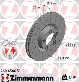 Диск гальмівний SPORT Z лівий - (971615302F) ZIMMERMANN 460450652