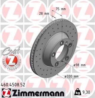 Tarcza hamulc. porsche panamera 16- lt - ZIMMERMANN 460.4508.52