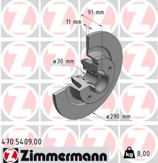 Tarcza hamulc.+јoїysko(zest. 1 szt) renault - (432021878R, 432029176R) ZIMMERMANN 470.5409.00