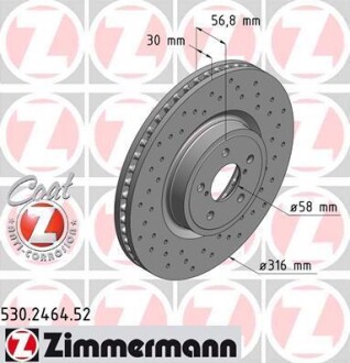 Гальмівний диск SPORT Z - (26300AG001, 26300AG000) ZIMMERMANN 530246452
