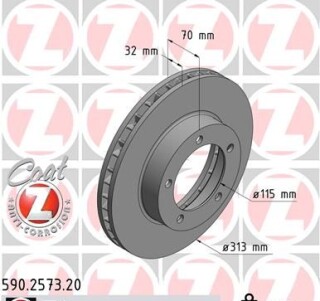 Фото 5 - Гальмівний диск ZIMMERMANN 590.2573.20 (590257320)