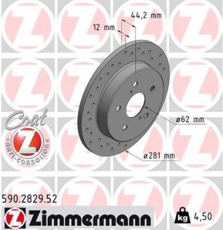 Tarcza hamulc. toyota c-hr 16- tyј - ZIMMERMANN 590.2829.52