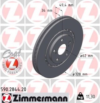 Гальмівний диск COAT Z - ((43512E35, 435120E030, 4351248110, 4351248120)) ZIMMERMANN 590.2844.20