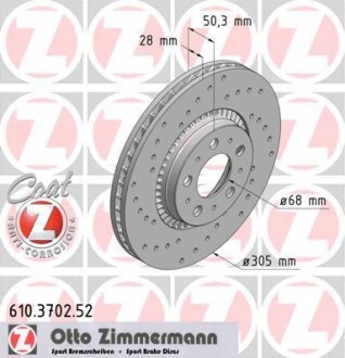 Тормозной диск - ZIMMERMANN 610.3702.52