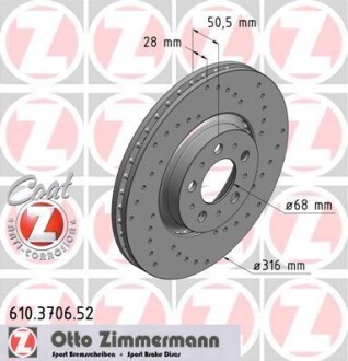 Тормозной диск - ZIMMERMANN 610.3706.52
