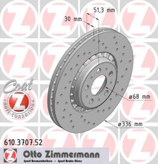 Тормозной диск - (306573013, 306573015, 30657301) ZIMMERMANN 610.3707.52