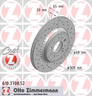 Тормозной диск - (8624926) ZIMMERMANN 610.3708.52