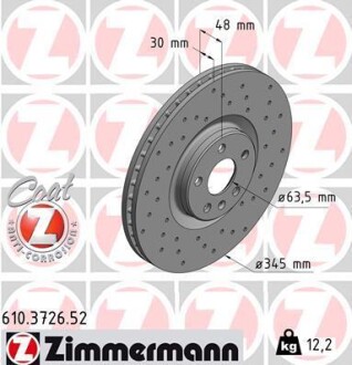 Тормозной диск - ZIMMERMANN 610372652