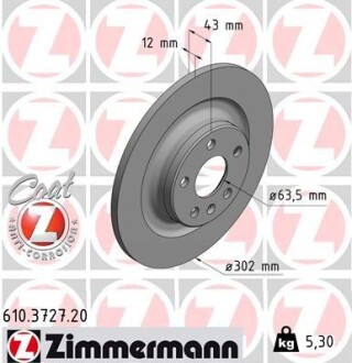 Тормозной диск - (31423721) ZIMMERMANN 610.3727.20