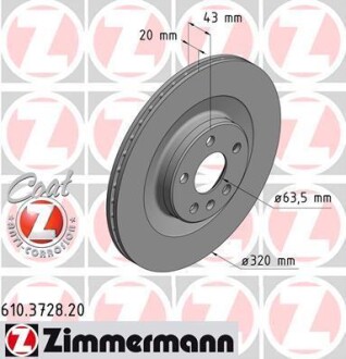 Диск гальмівний Coat Z - ZIMMERMANN 610372820