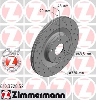 Фото товара Гальмівний диск ZIMMERMANN 610.3728.52 : Купить на tto.com.ua